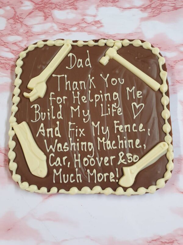 Father's Day Chocolate Slab - Thank you for helping me build my life