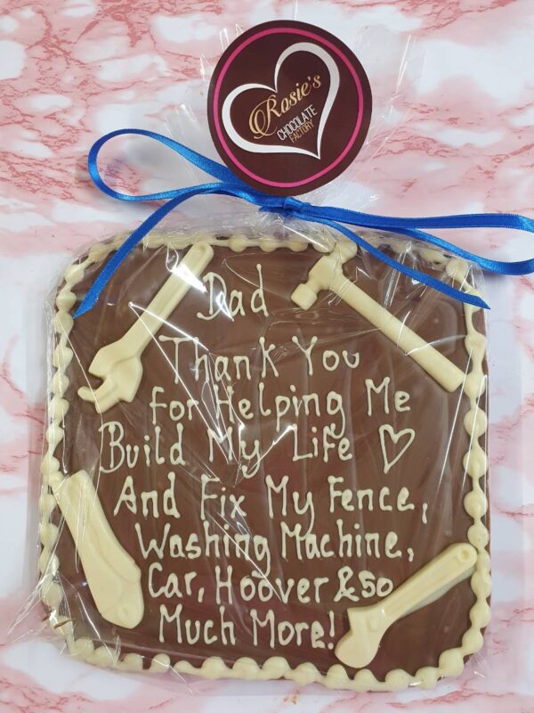 Father's Day Chocolate Slab - Thank you for helping me build my life - Image 3